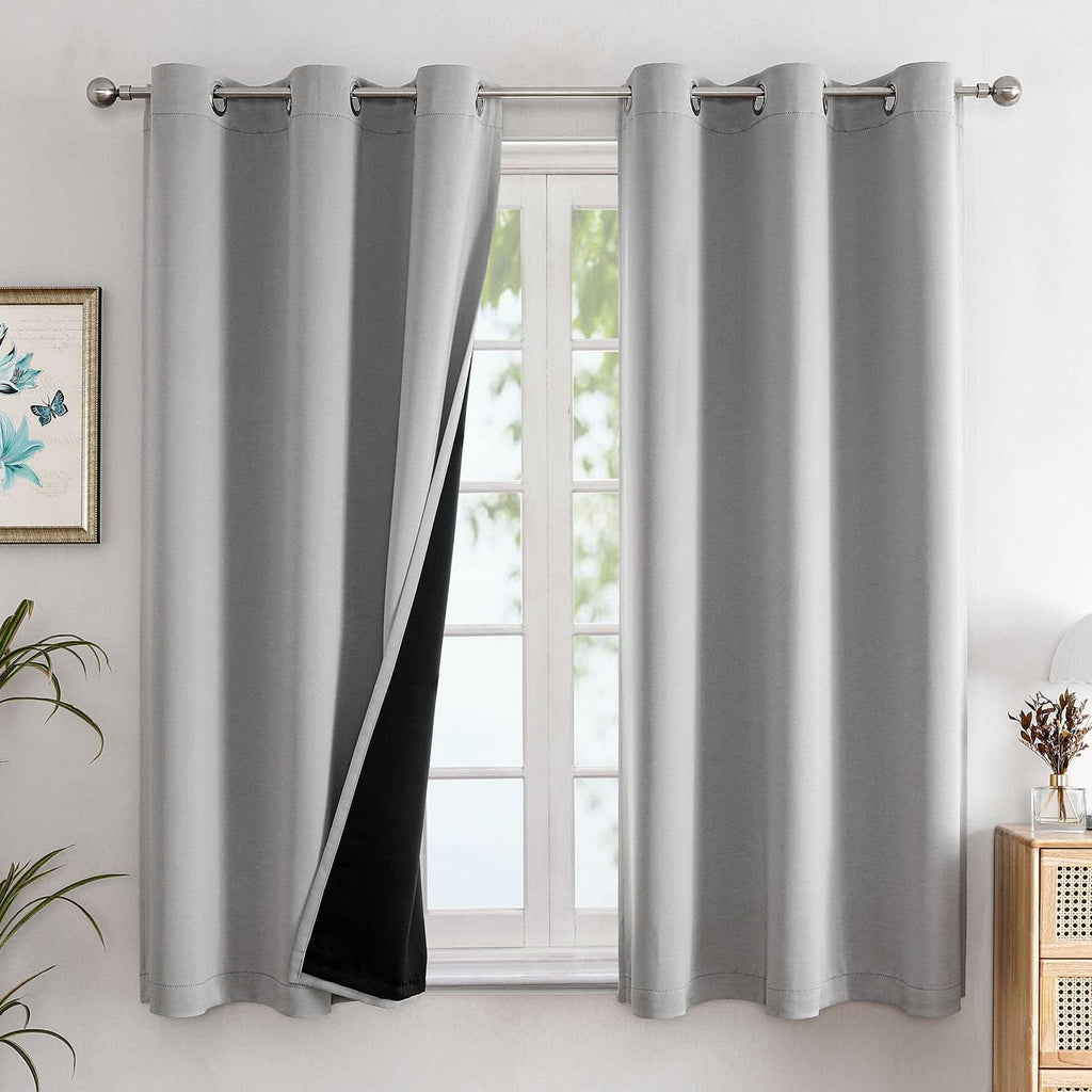 Light Grey Double Layer Blackout Curtain Panels