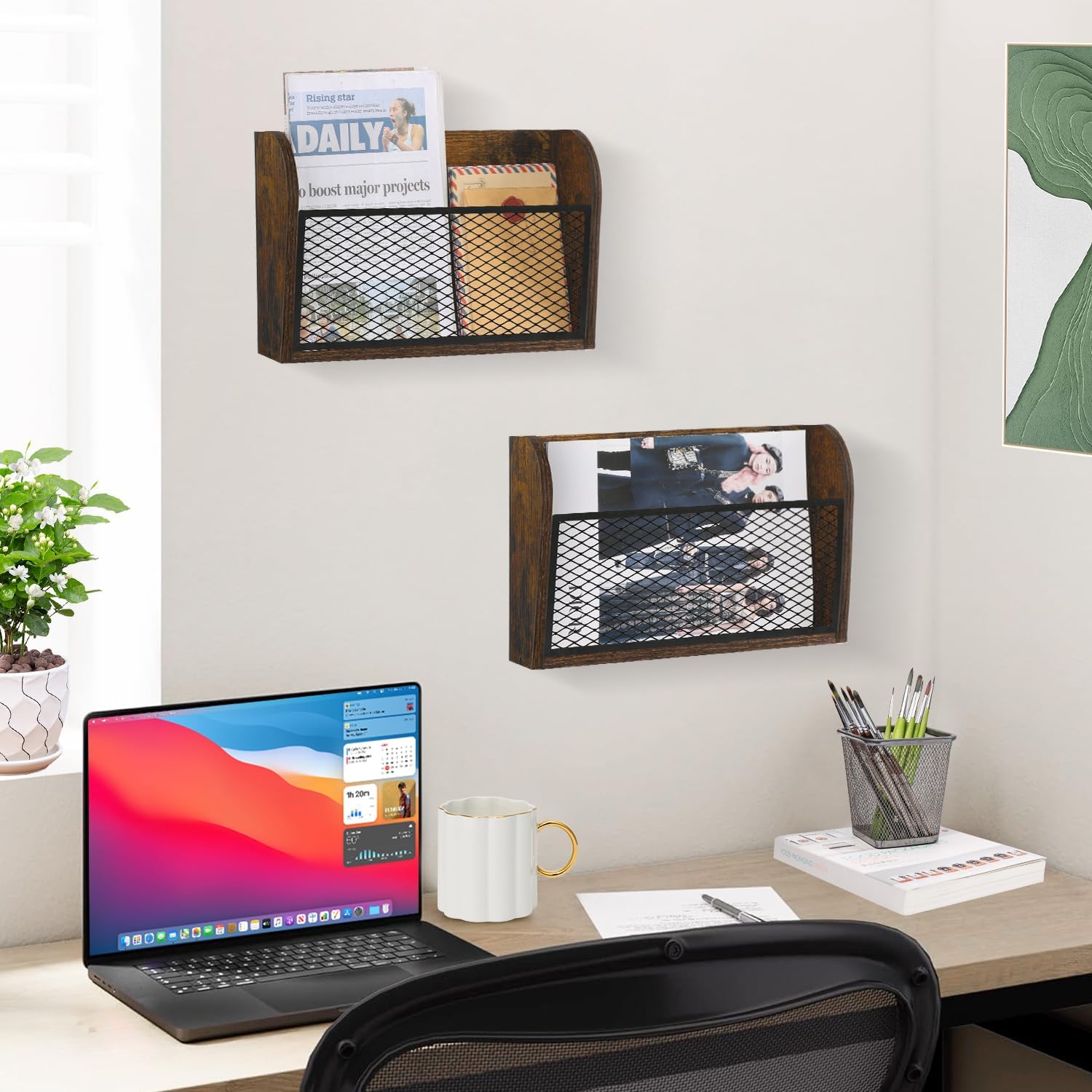 Wall Mount Hanging Paper File Storage Organizer