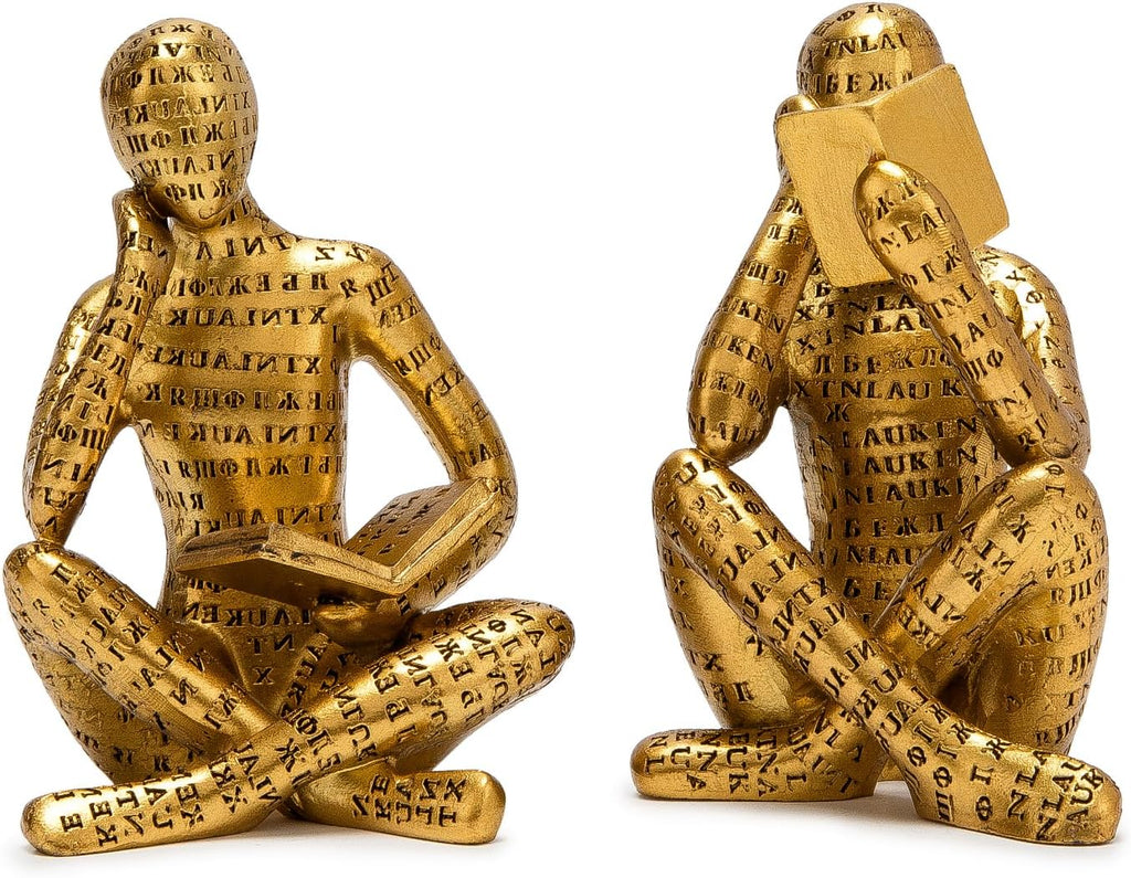 Gold Thinker Sculpture Bookshelf Home Decor Figurines