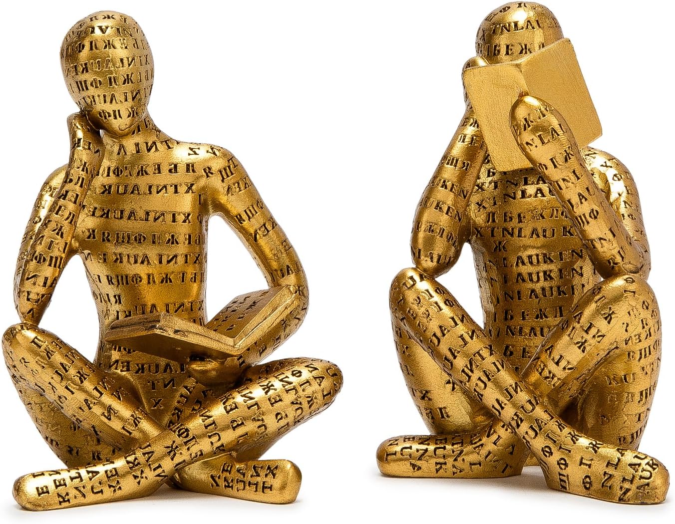 Gold Thinker Sculpture Bookshelf Home Decor Figurines
