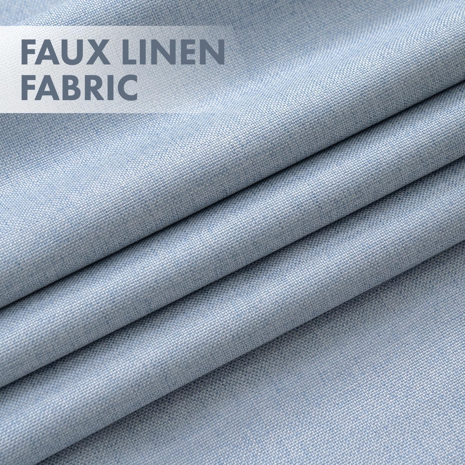 Light Blue Linen Blackout Curtain Panels