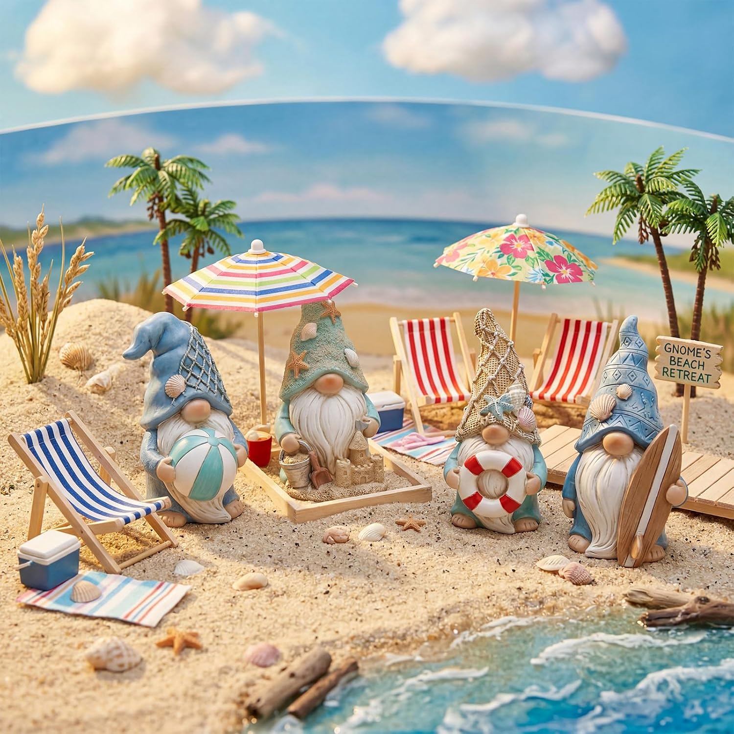 Nautical Beach Gnome Summer Home Party Decor Figurines