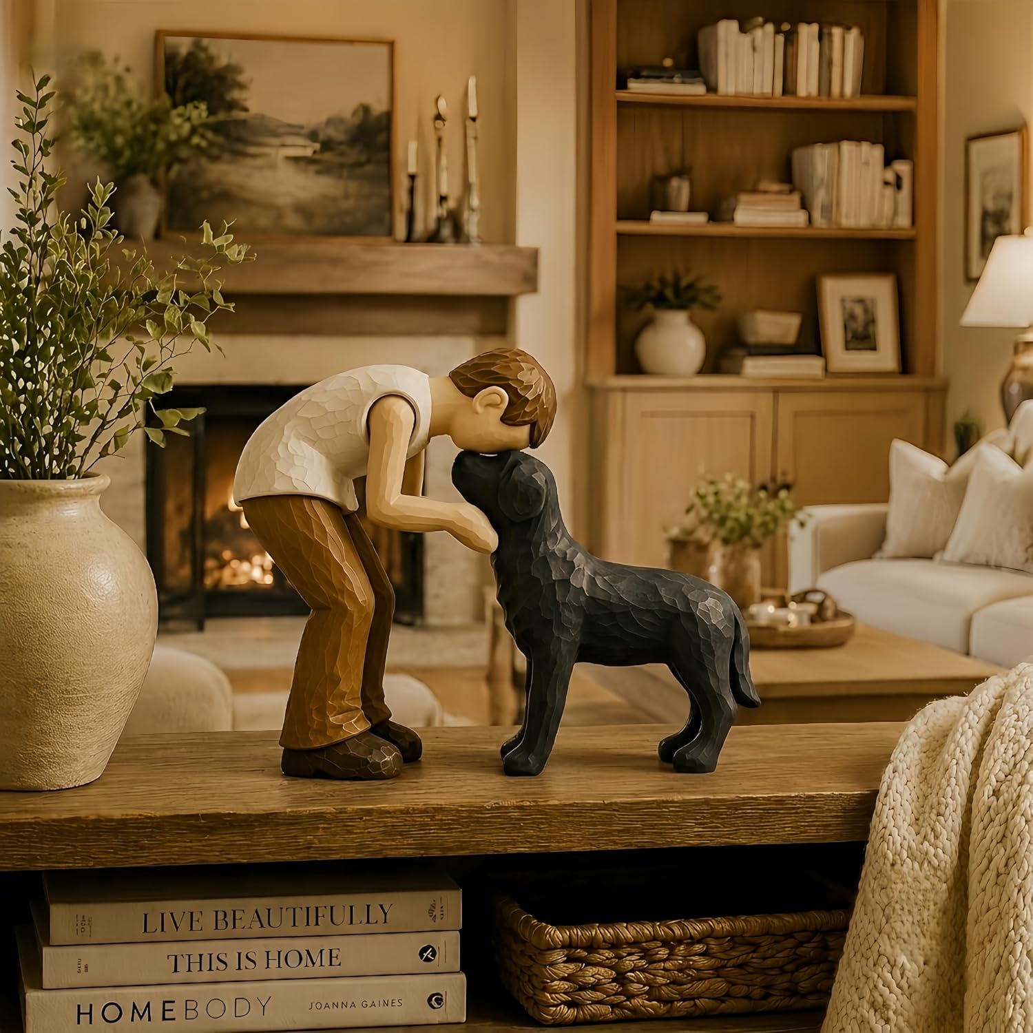 Human Dog Resin Sculpture Pet Memorial Home Decor