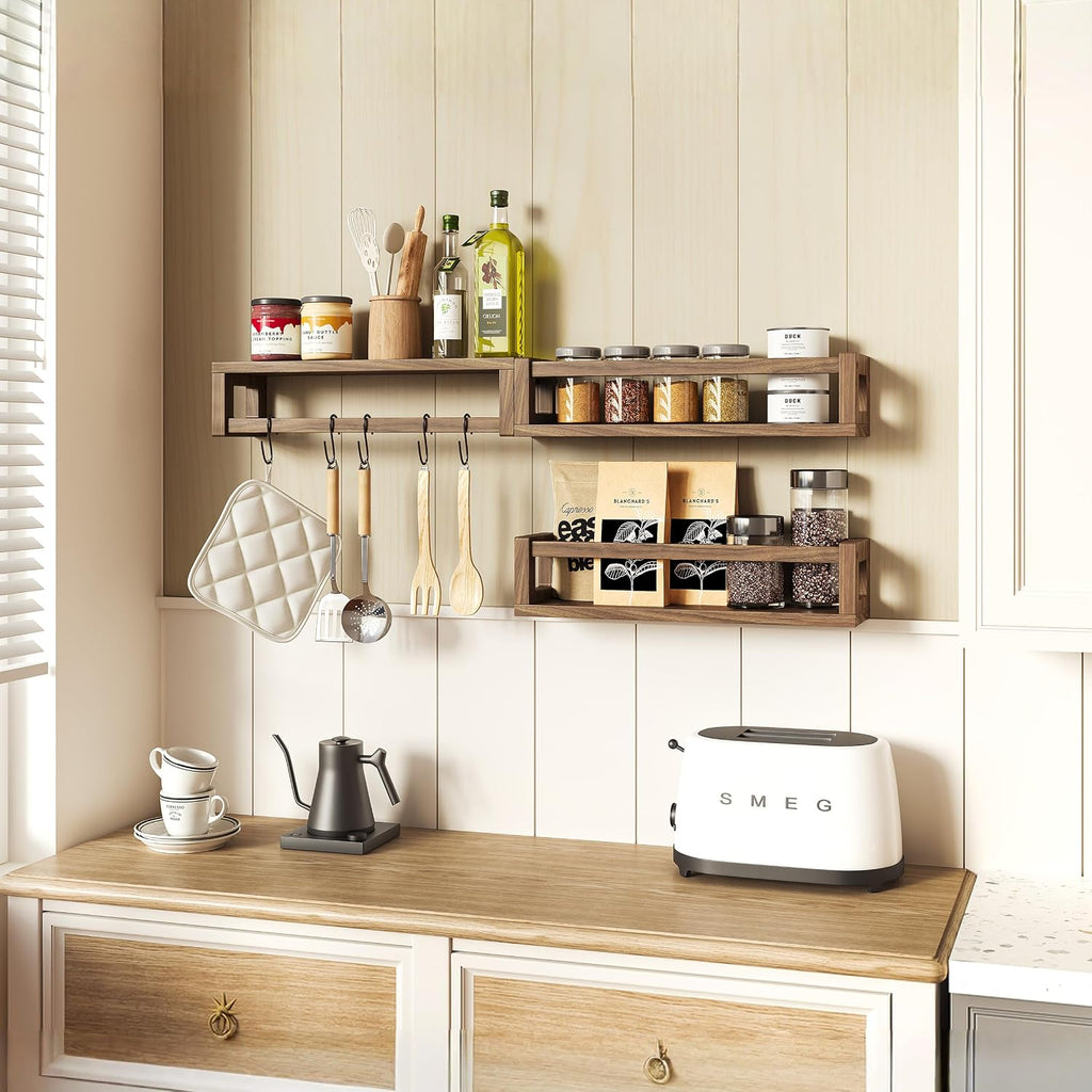 Walnut Solid Wood Floating Wall Storage Shelves