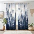 Navy Forest Mountain Blackout Curtain Panels
