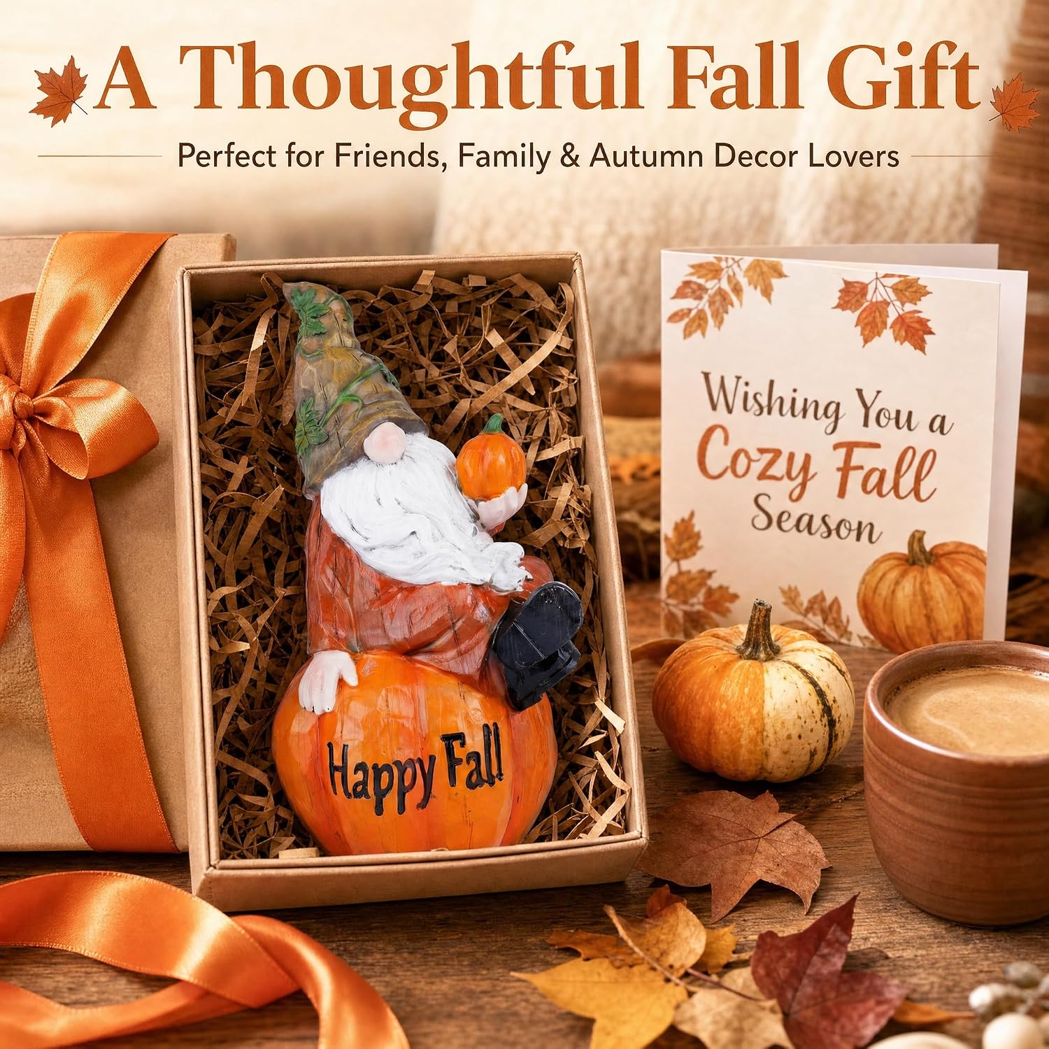 Resin Pumpkin Gnome Fall Thanksgiving Home Decor