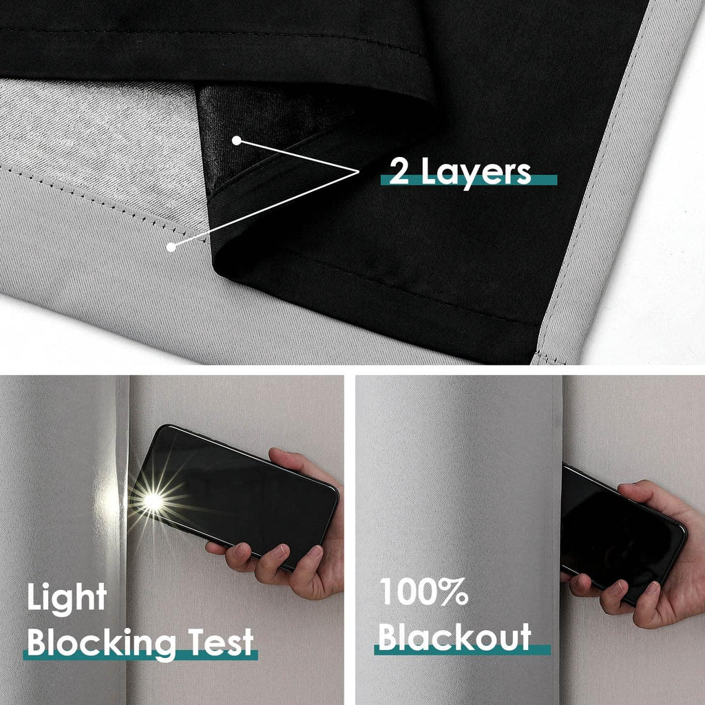 Light Grey Double Layer Blackout Curtain Panels