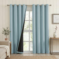 Light Blue Linen Blackout Window Curtain Panels