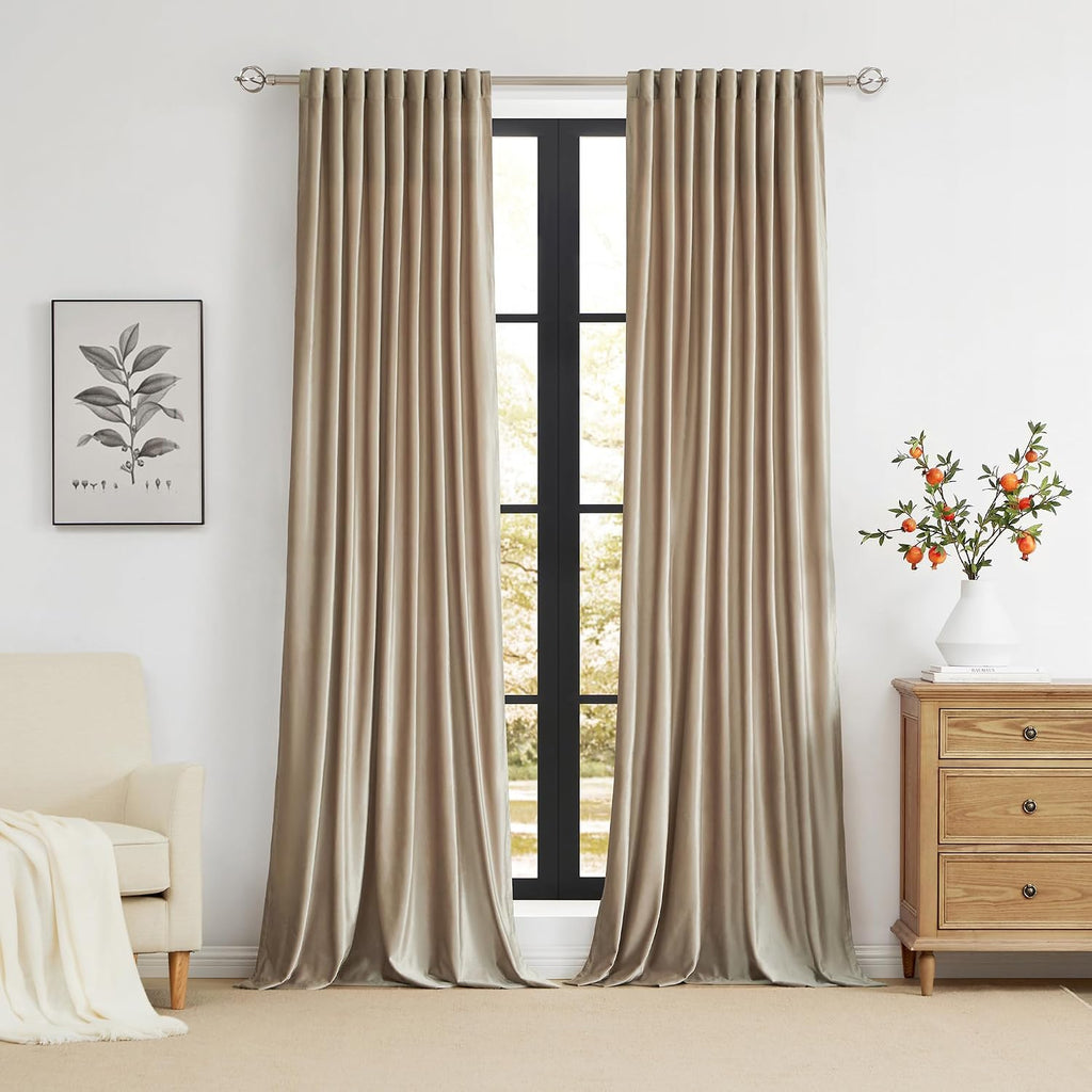 Champagne Velvet Blackout Window Curtain Panels