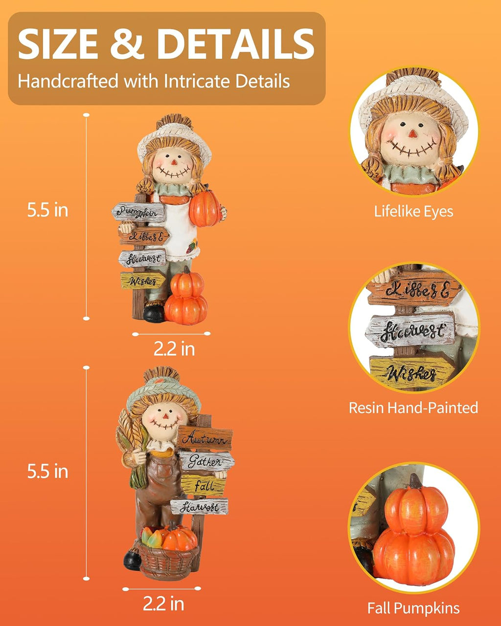 Resin Scarecrow Fall Thanksgiving Table Decor Figurines