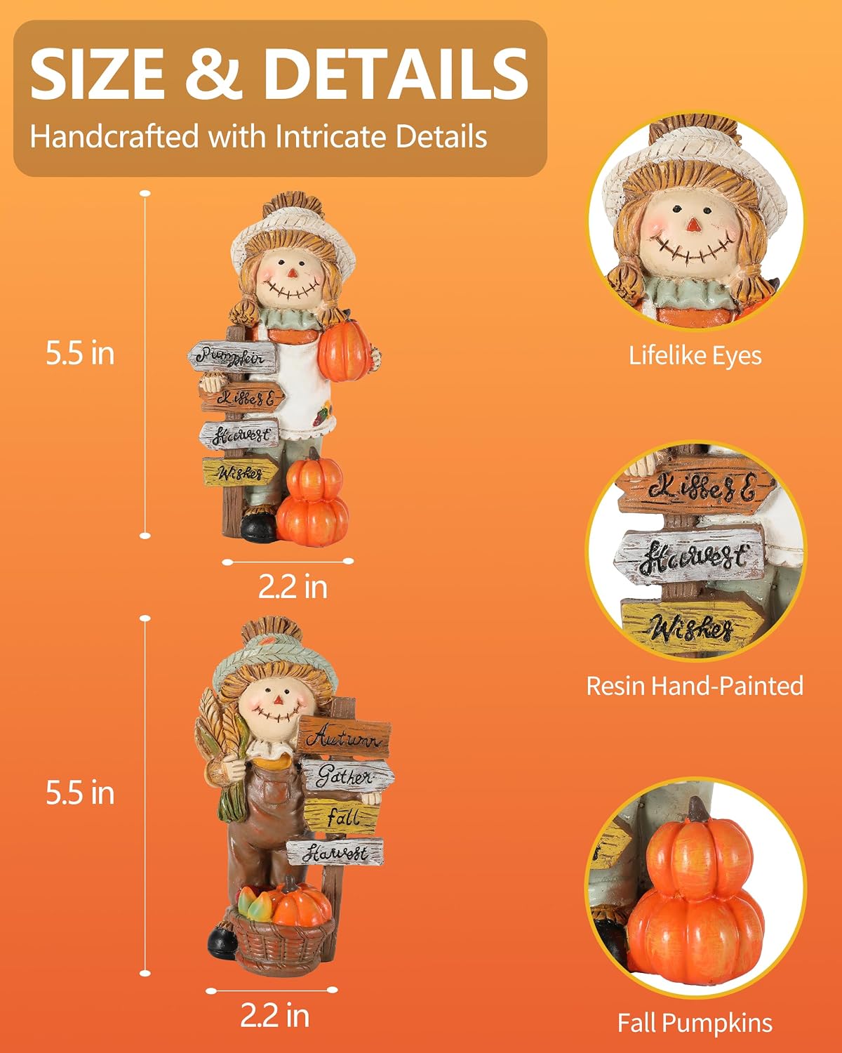 Resin Scarecrow Fall Thanksgiving Table Decor Figurines