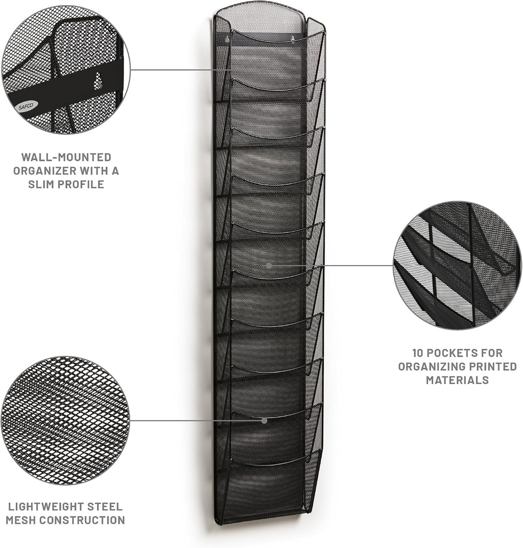 Black Mesh 10 Pocket Brochure Display Rack