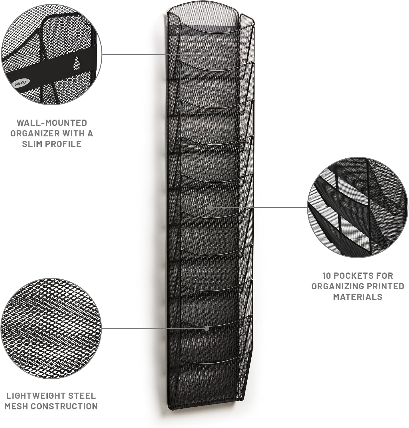 Black Mesh 10 Pocket Brochure Display Rack