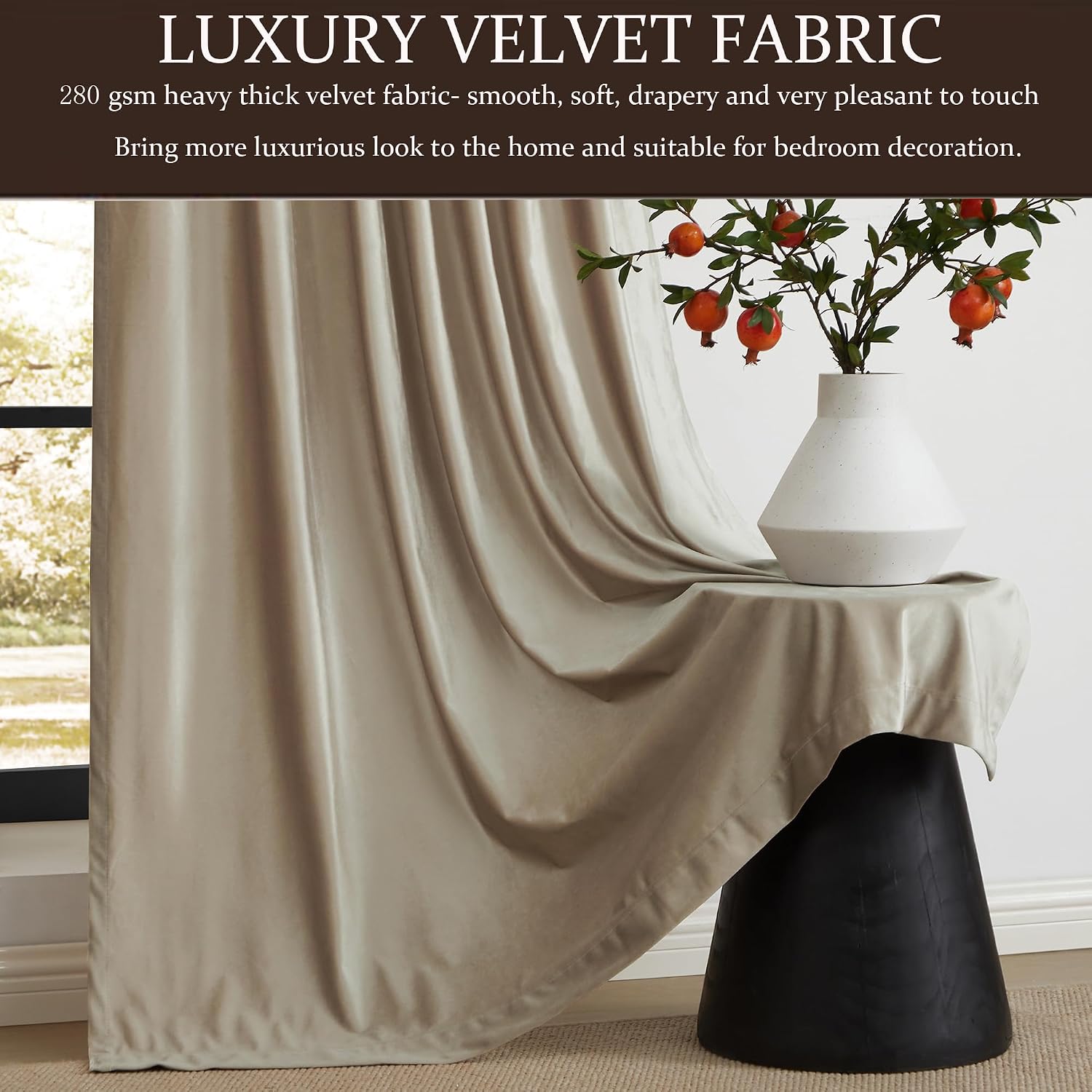 Champagne Velvet Blackout Window Curtain Panels
