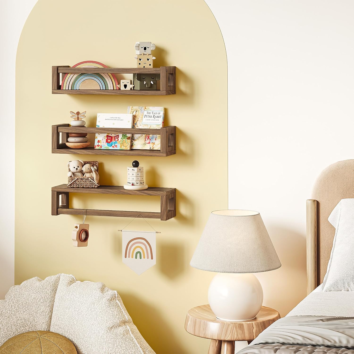 Walnut Solid Wood Floating Wall Storage Shelves