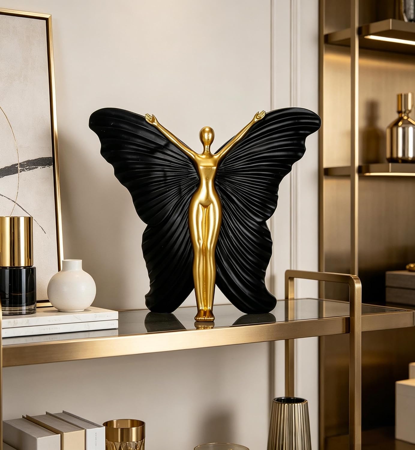 Black Butterfly Fairy Resin Table Decor Sculpture