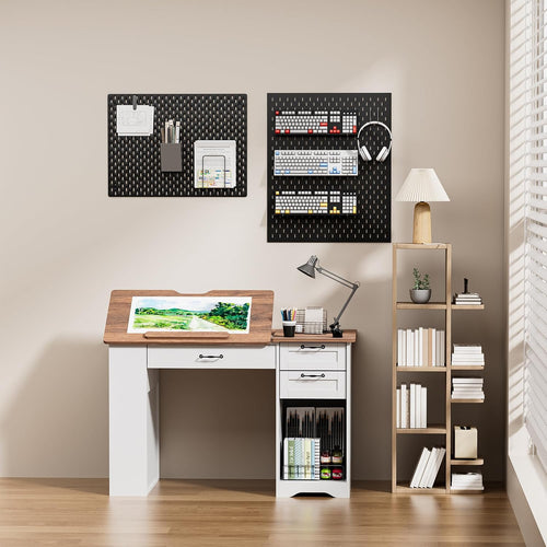 Adjustable Art Drafting Desk With Storage Cabinet