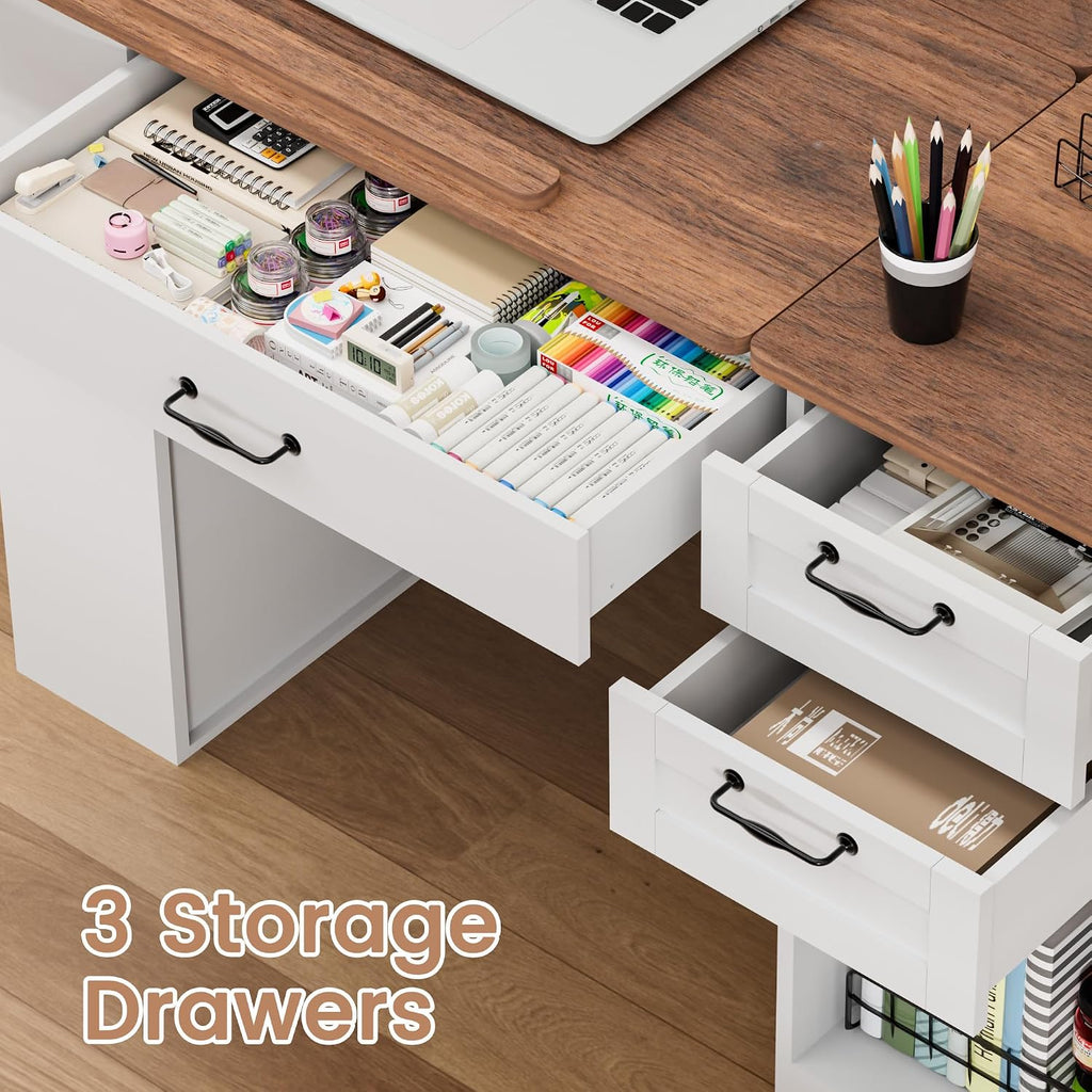Adjustable Artist Desk with Cabinet Storage