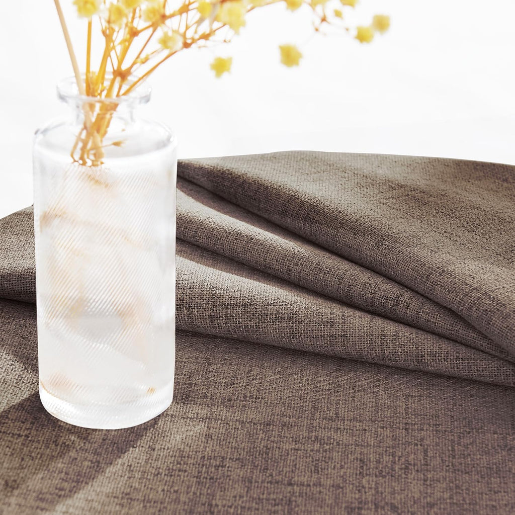 Brown Linen Farmhouse Blackout Curtain Panels