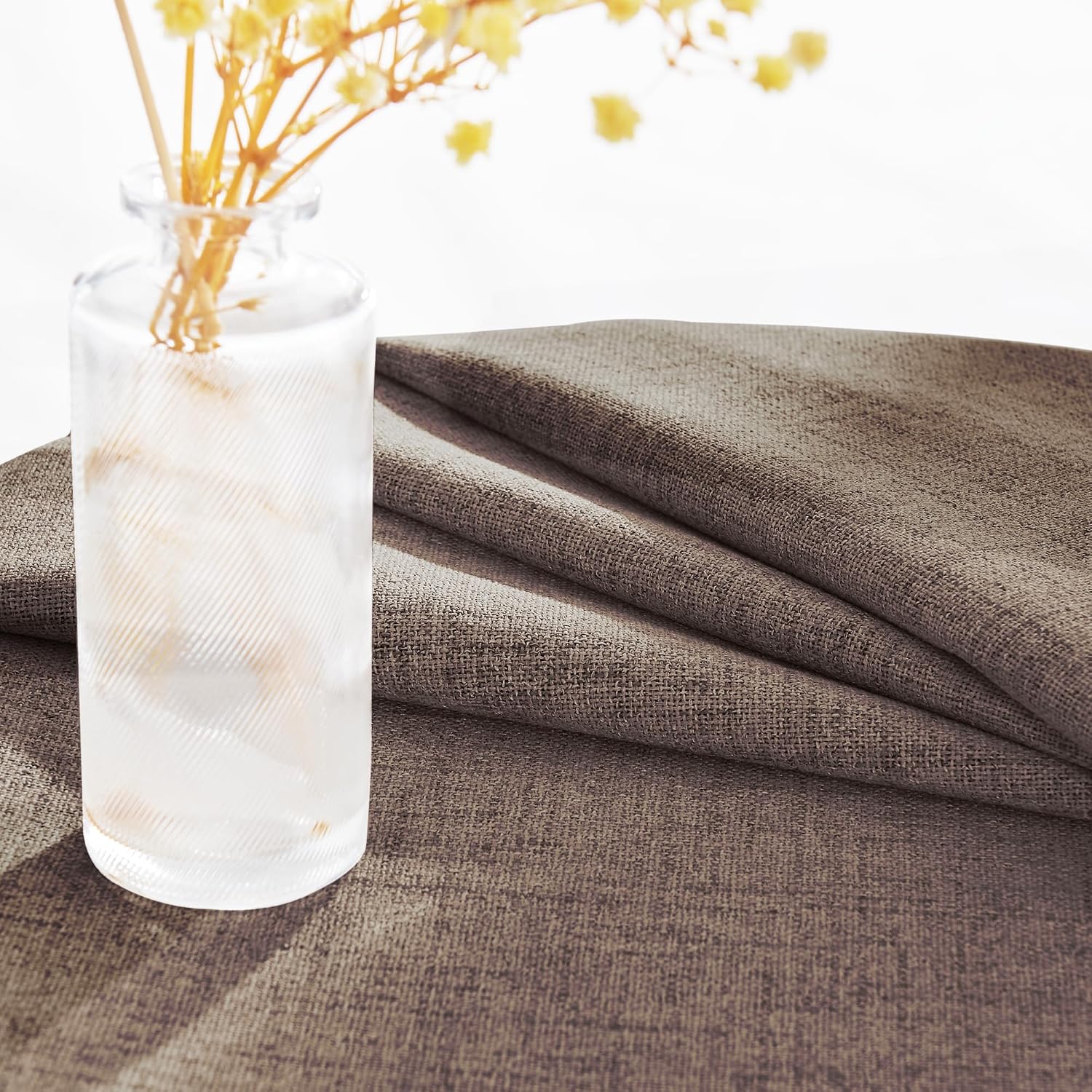 Brown Linen Farmhouse Blackout Curtain Panels