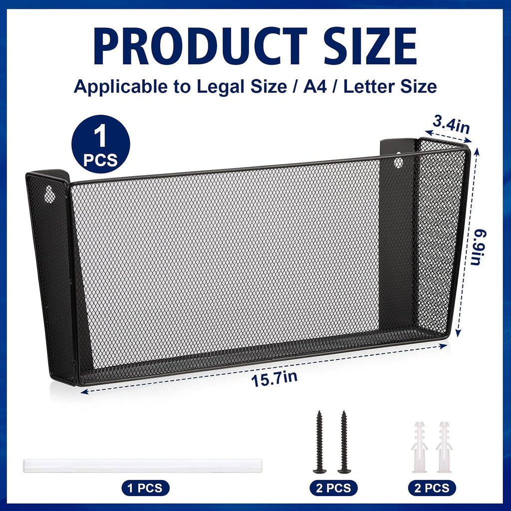 Black Metal Mesh Wall Mount File Organizer