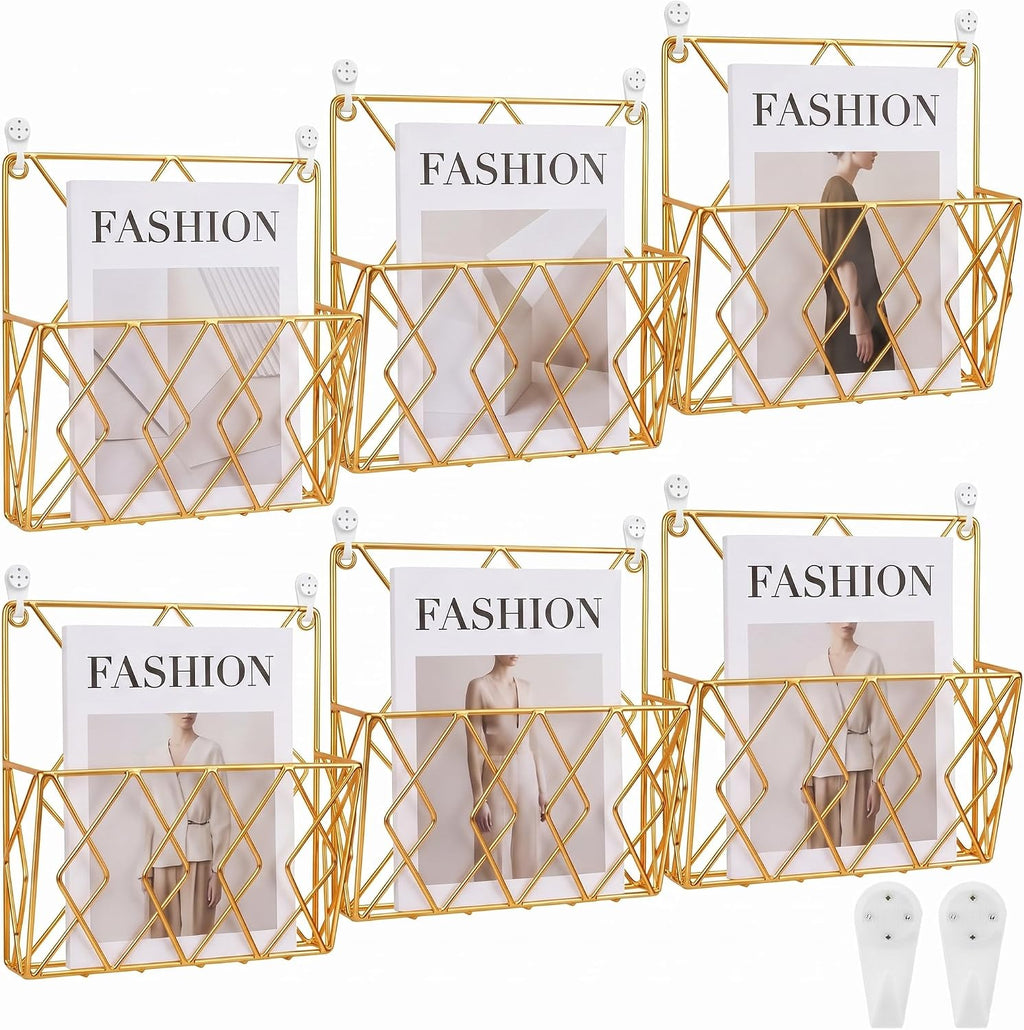 Gold Metal Wire Wall Mount File Organizer