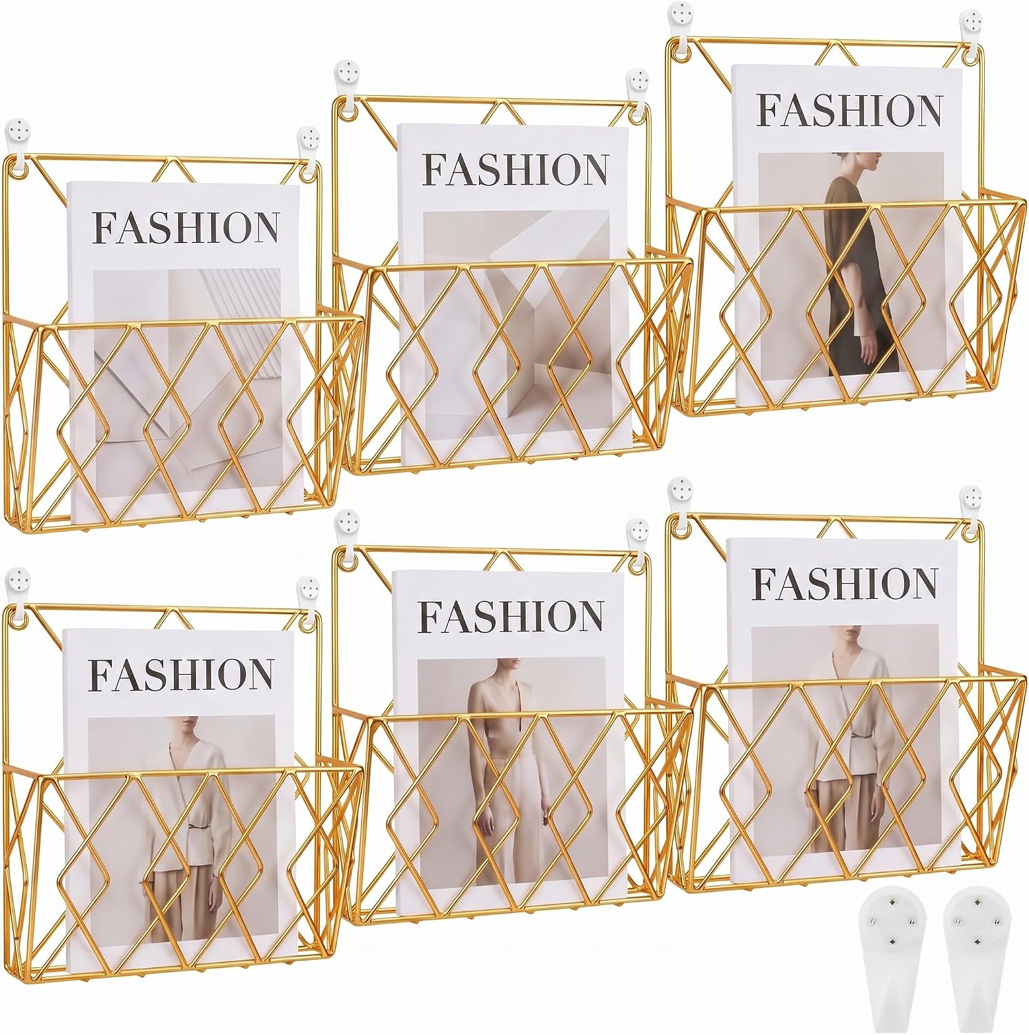 Gold Metal Wire Wall Mount File Organizer