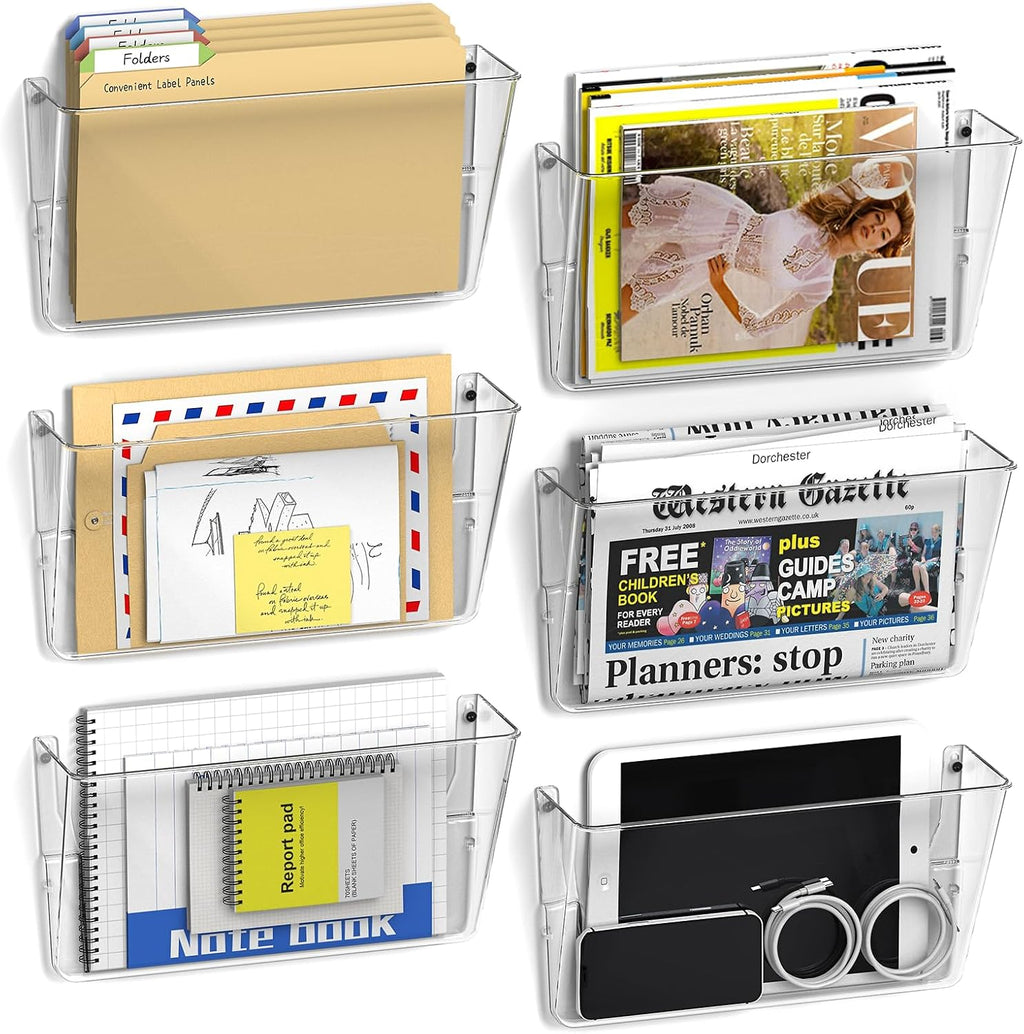 Clear Acrylic Wall Mount File Pocket Organizer