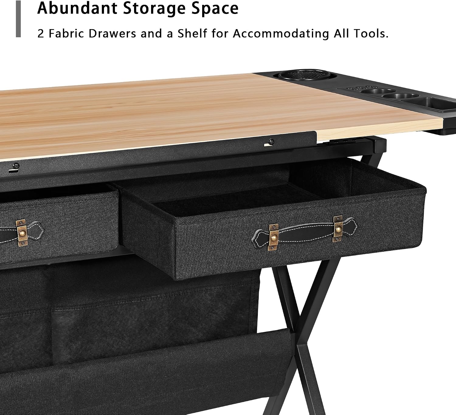 Natural Tilt Art Desk With Drawers Stool