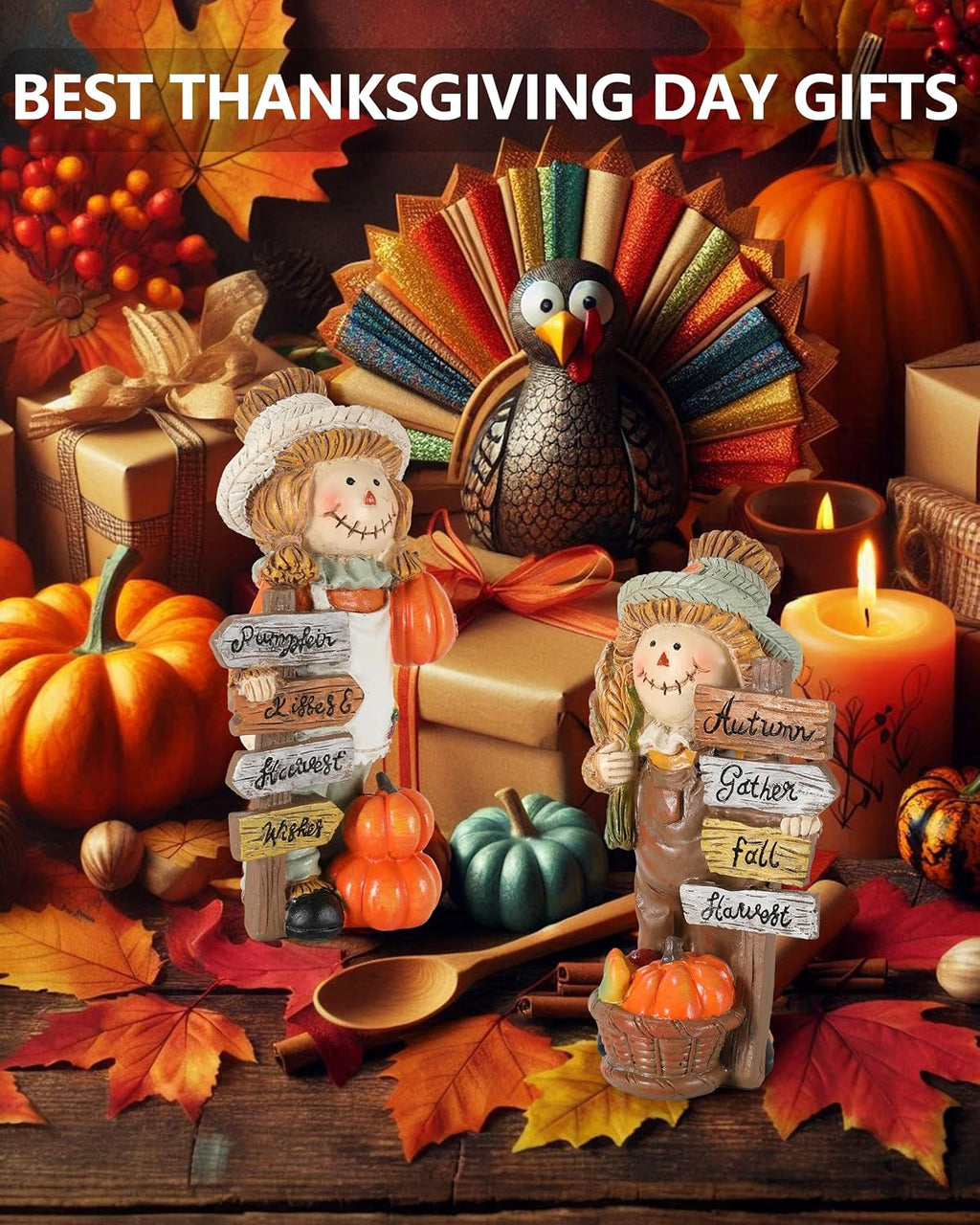 Resin Scarecrow Fall Thanksgiving Table Decor Figurines