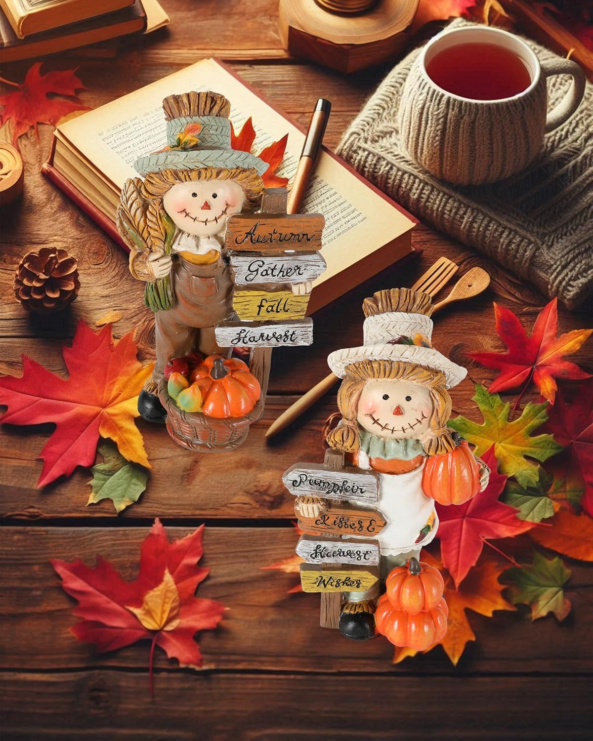 Resin Scarecrow Fall Thanksgiving Table Decor Figurines