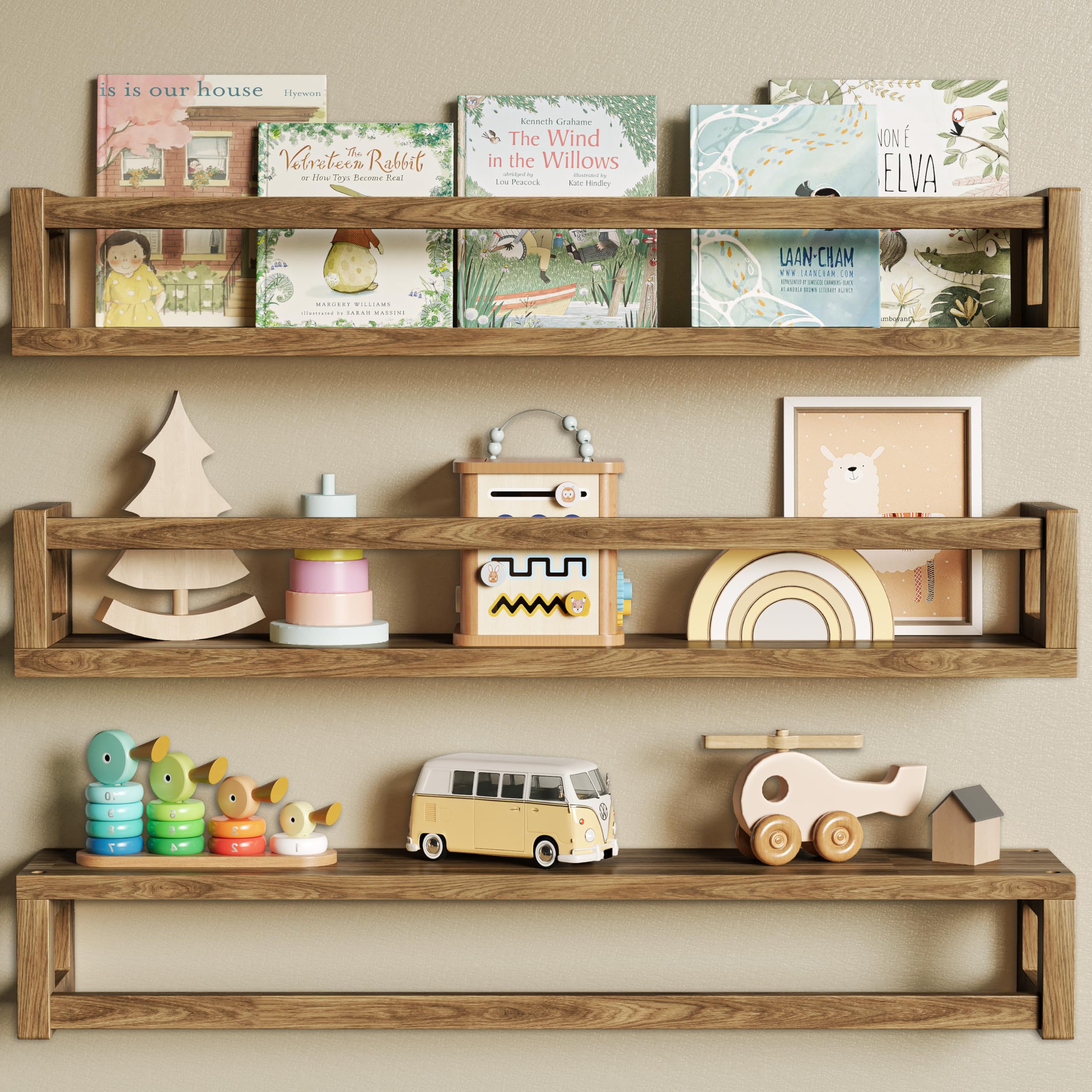 Walnut Solid Wood Floating Wall Storage Shelves