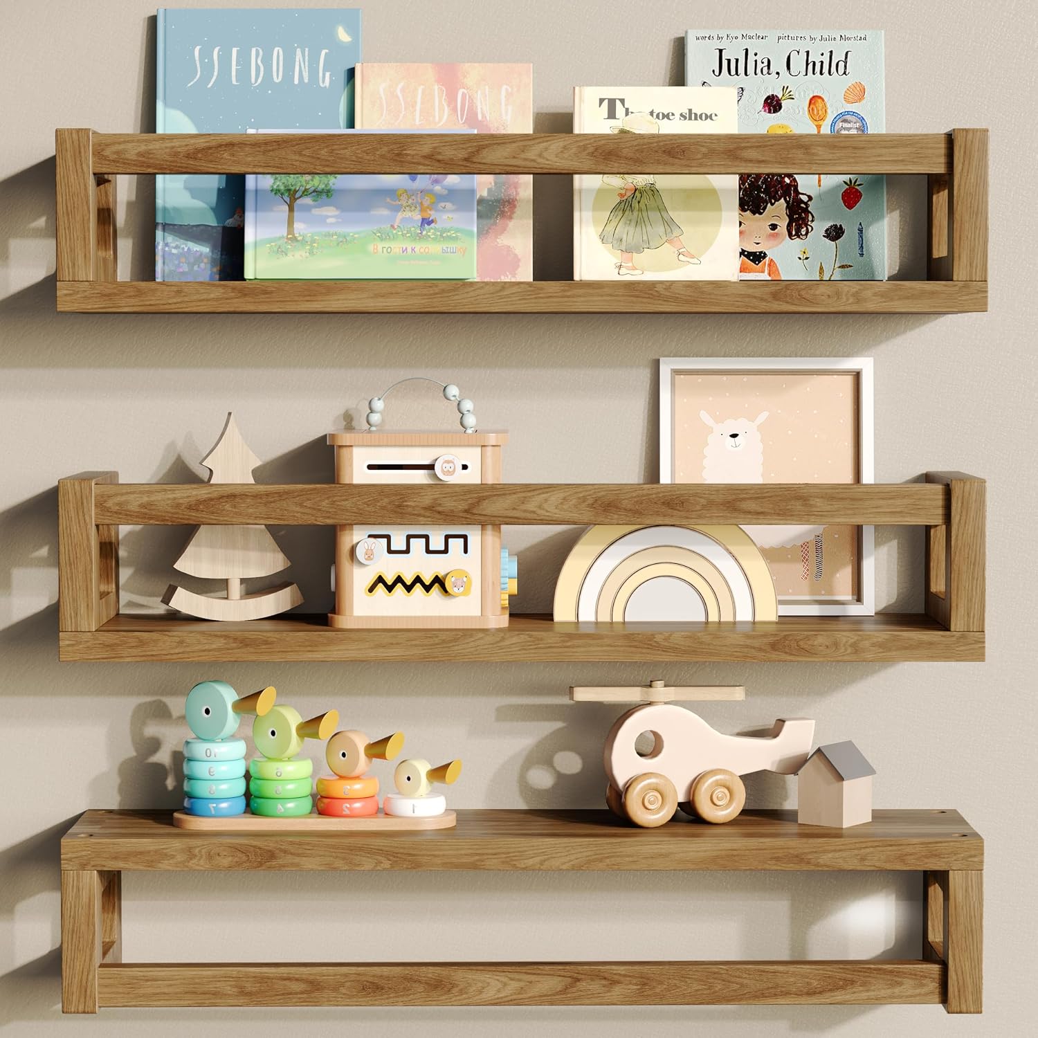 Walnut Solid Wood Floating Wall Storage Shelves