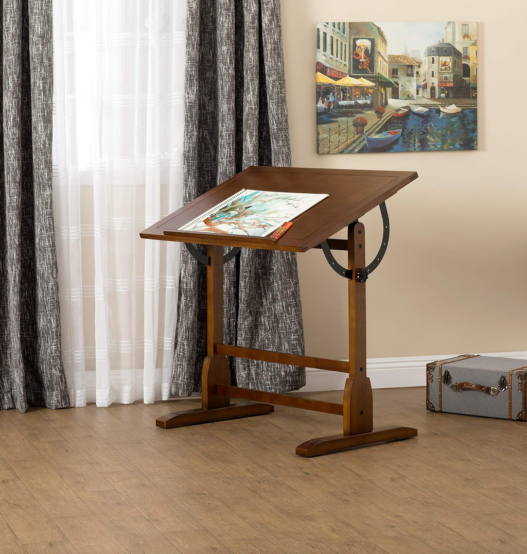 Vintage Rustic Oak Adjustable Drafting Desk