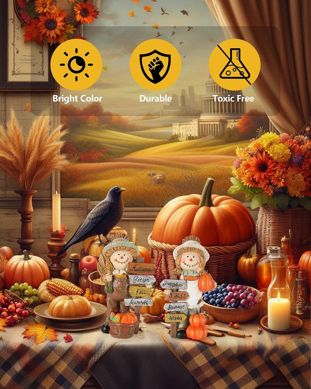 Resin Scarecrow Fall Thanksgiving Table Decor Figurines