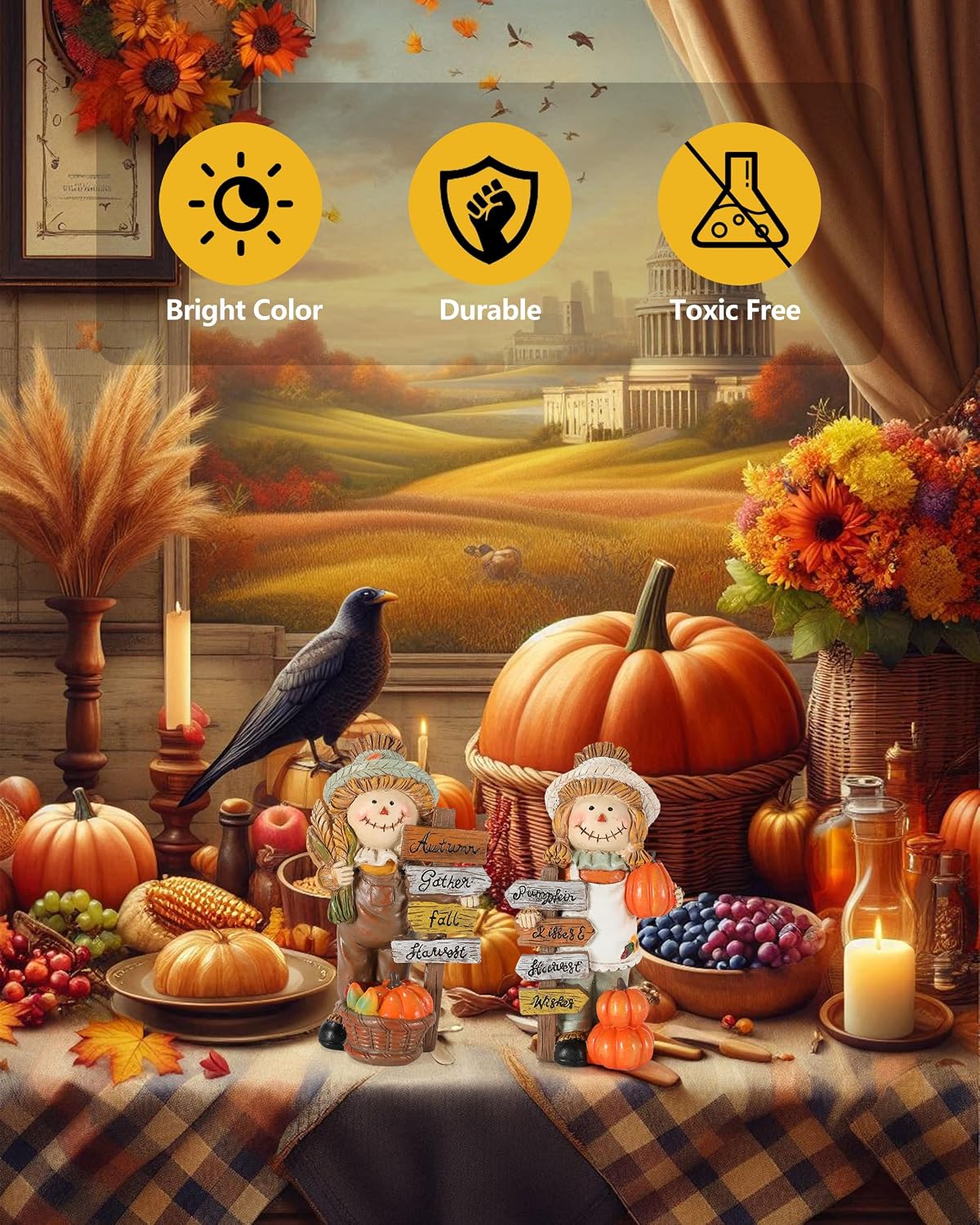 Resin Scarecrow Fall Thanksgiving Table Decor Figurines