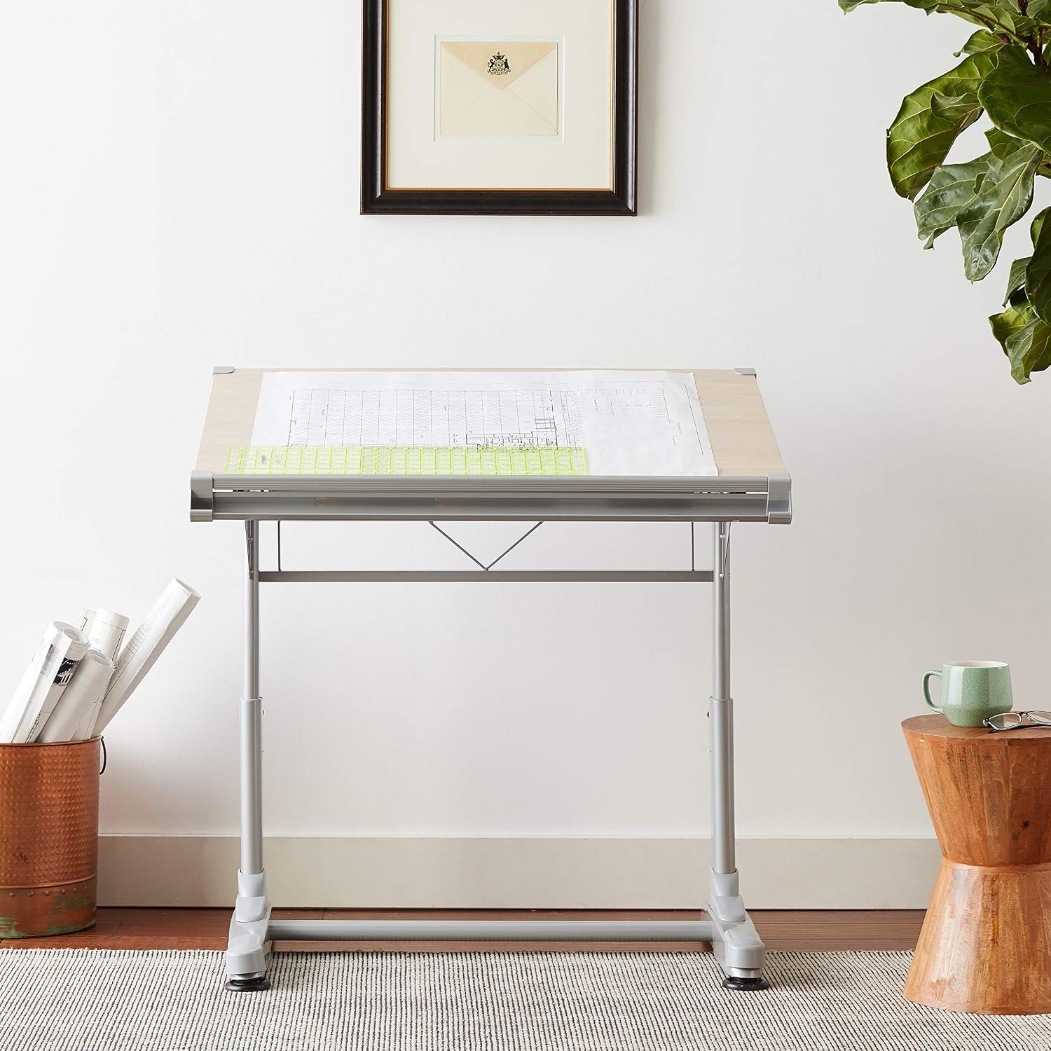 Height Angle Adjustable Birch Drafting Desk